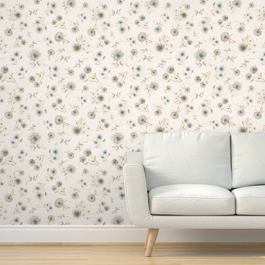 Botanical Dandelion Peel and Stick Wallpaper - Dusty Blue product