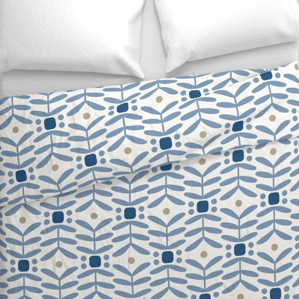Botanical Diamonds Large Duvet Cover - Blue alternate view