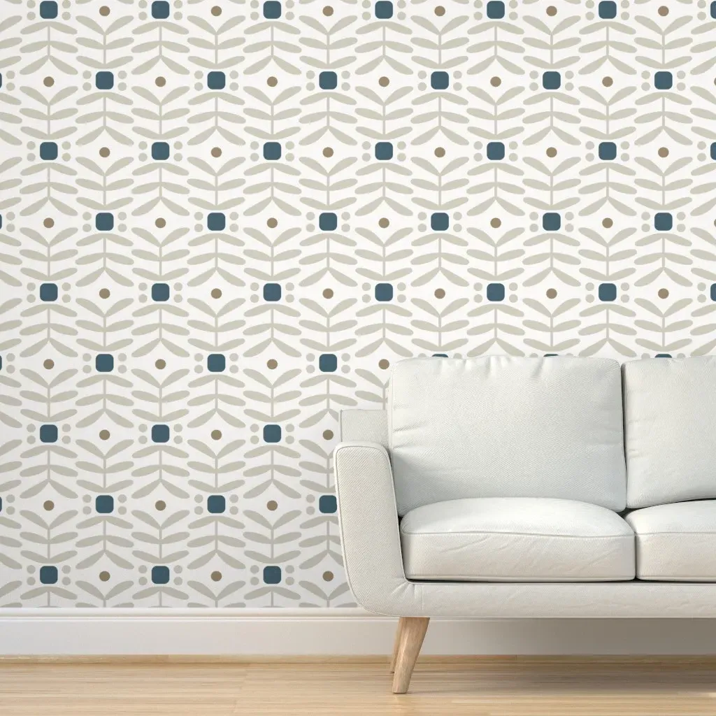 Botanical Diamonds Peel and Stick Wallpaper - Blue, Gray product