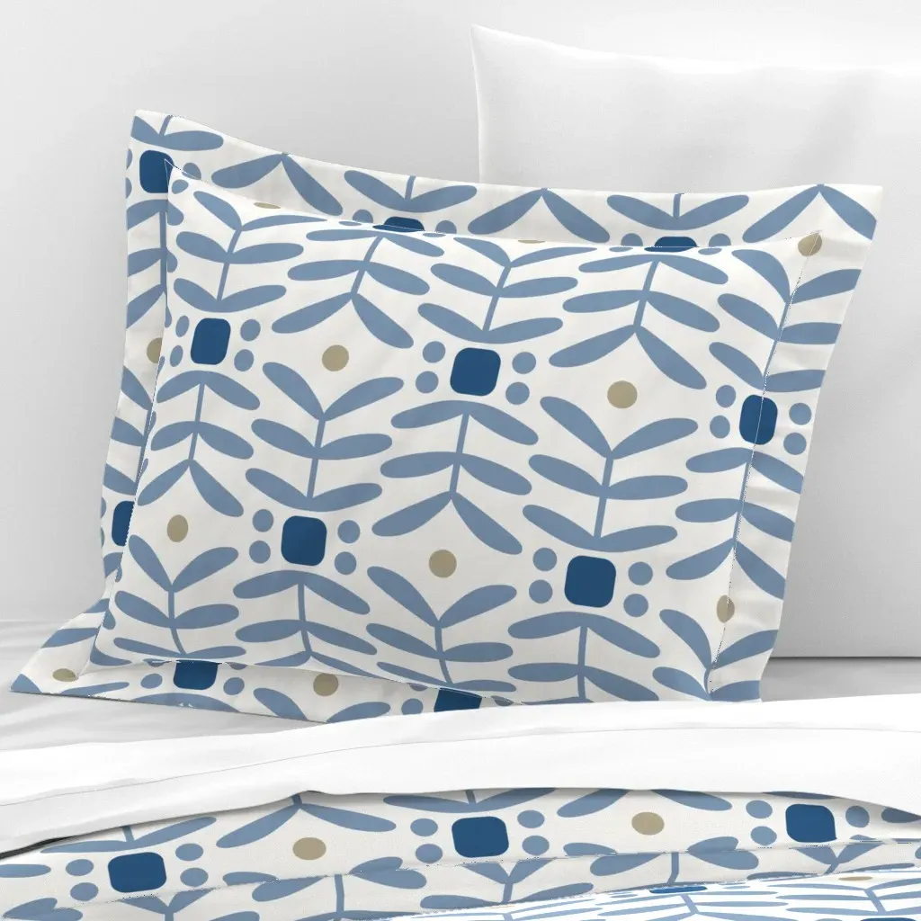 Botanical Diamonds Standard Flanged Cushion Cover - Blue, Cotton Sateen product