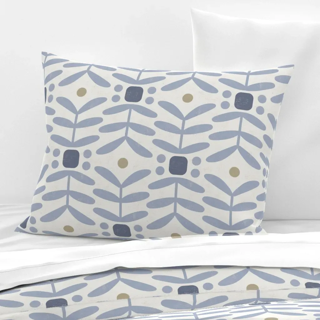 Botanical Diamonds Standard Knife Edge Cushion - Dusty Blue, Cotton Sateen product
