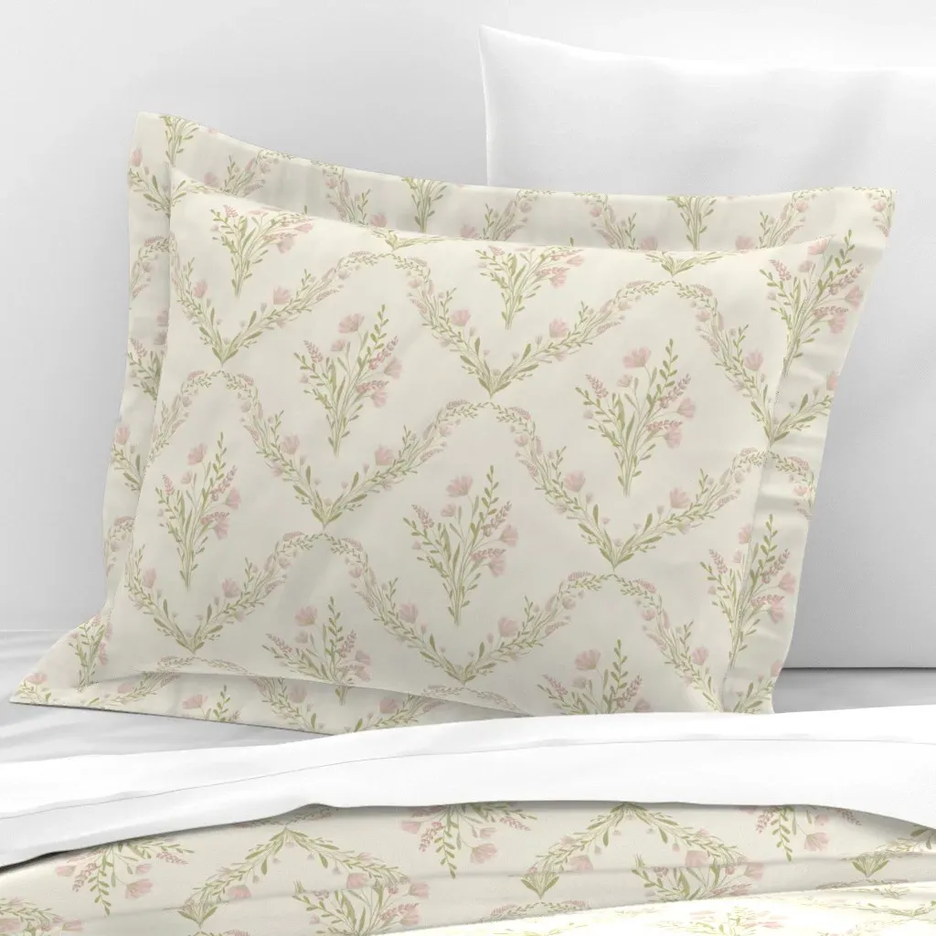 Botanical Farmhouse Wildflowers Standard Flanged Cushion Cover - Pink, Cotton Sateen product