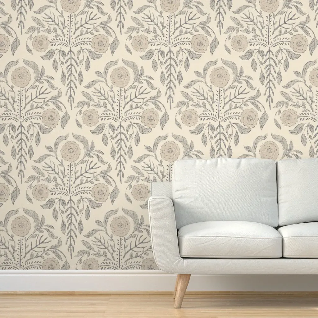Botanical Floral Damask Peel and Stick Wallpaper - Beige product