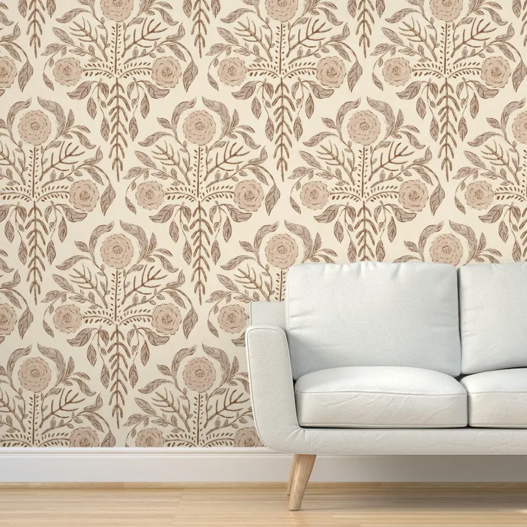 Botanical Floral Damask Peel and Stick Wallpaper - Beige product