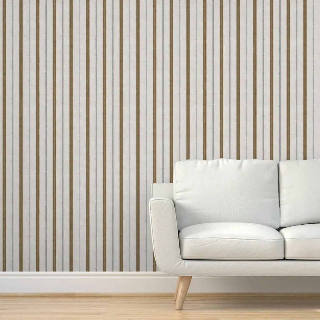 Botanical Folk Stripes Peel and Stick Wallpaper - Brown product