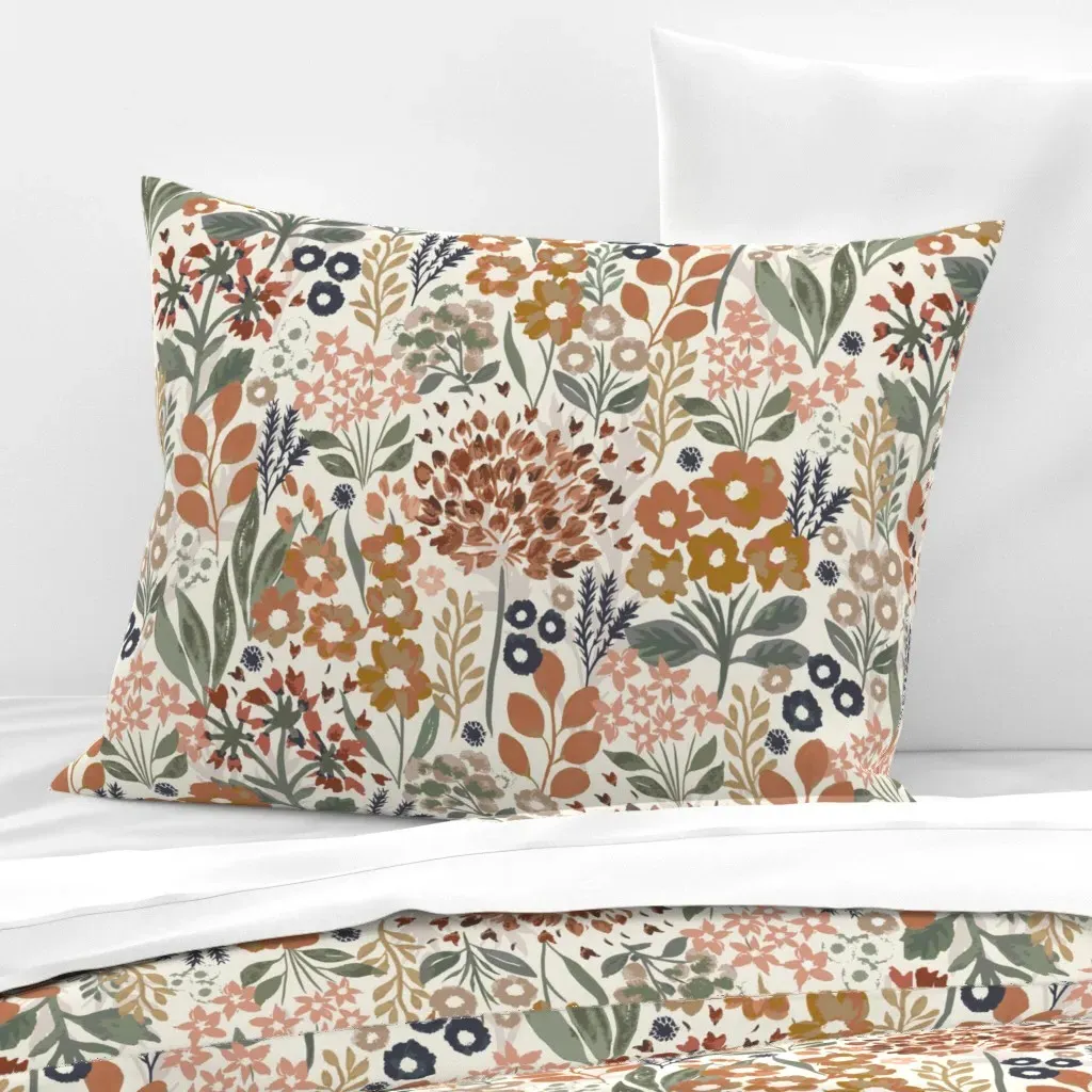 Botanical Garden Standard Knife Edge Cushion - Terracotta, Cotton Sateen product