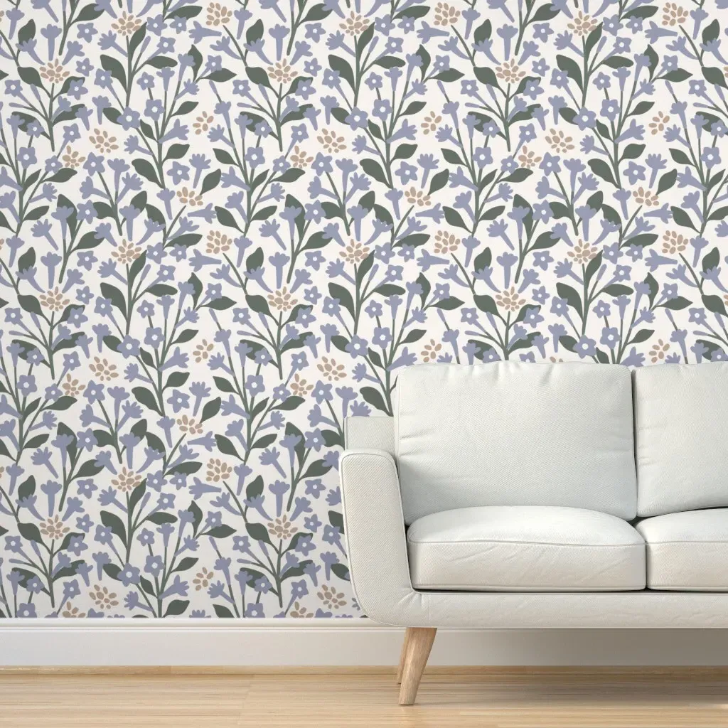 Botanical Indigenous Medicines Peel and Stick Wallpaper - Periwinkle product