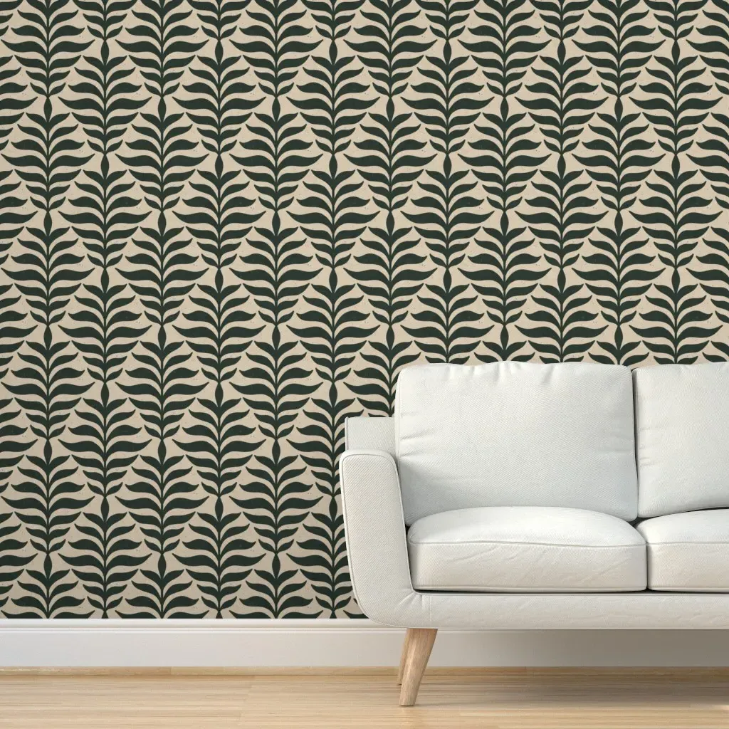 Botanical Leaf Stripe Peel and Stick Wallpaper - Dark Green product