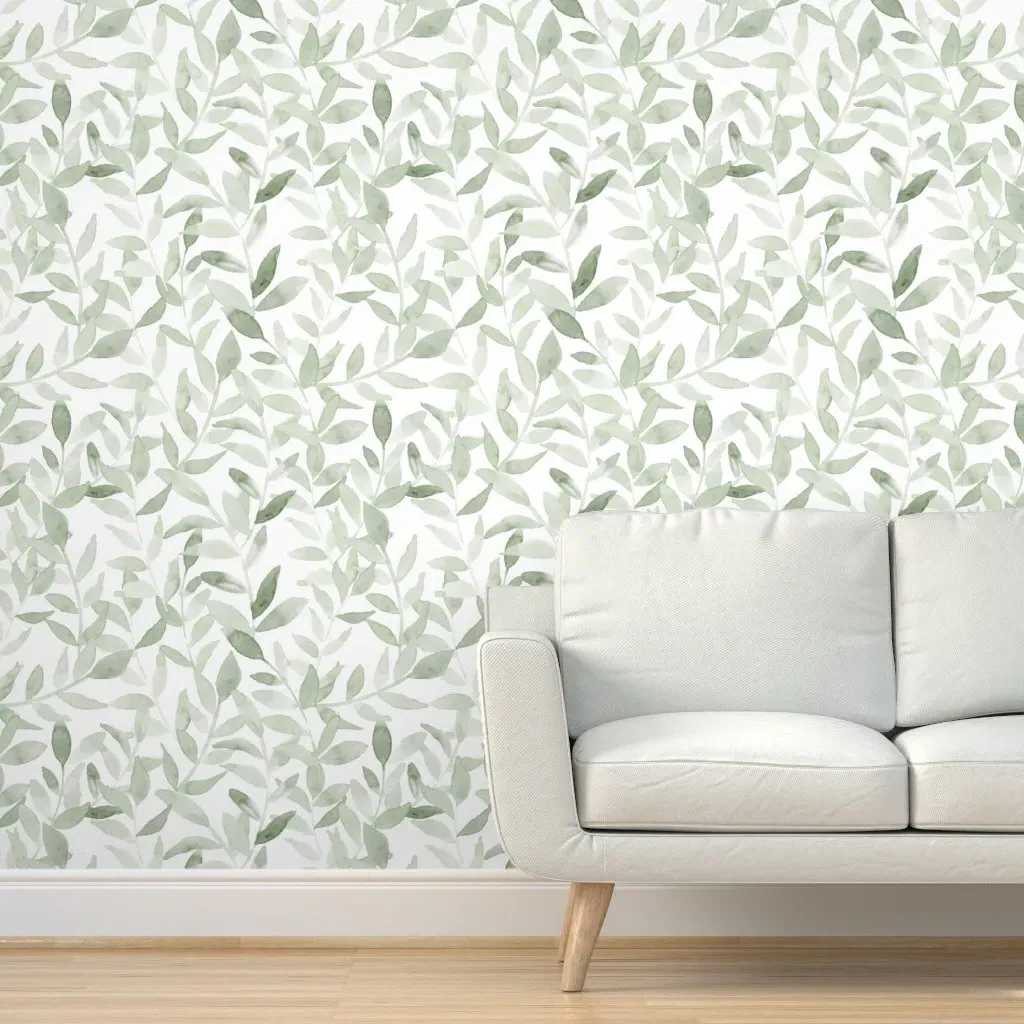 Botanical Leaves Peel and Stick Wallpaper - Sage Green product