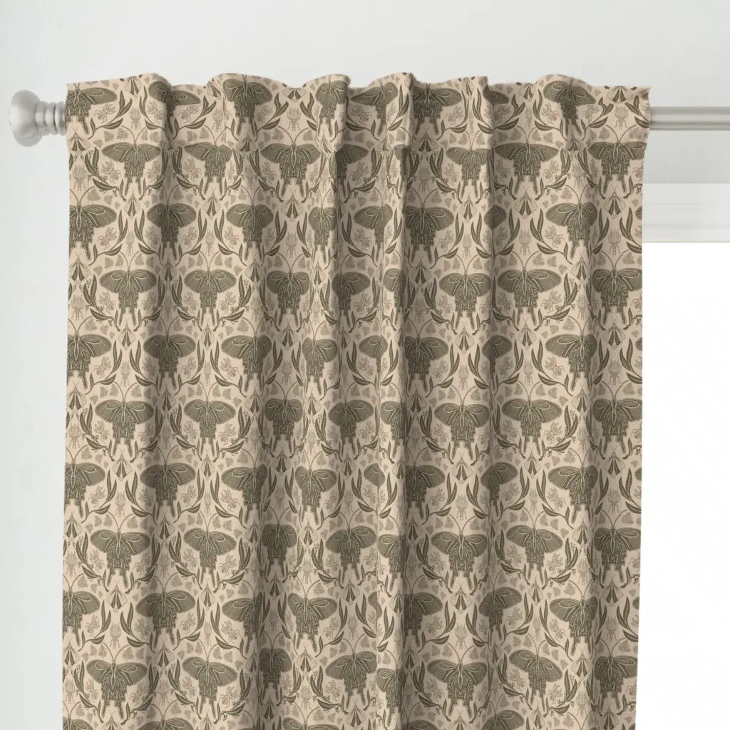 Botanical Moth M Curtain Panel - Dark Olive Green alternate view