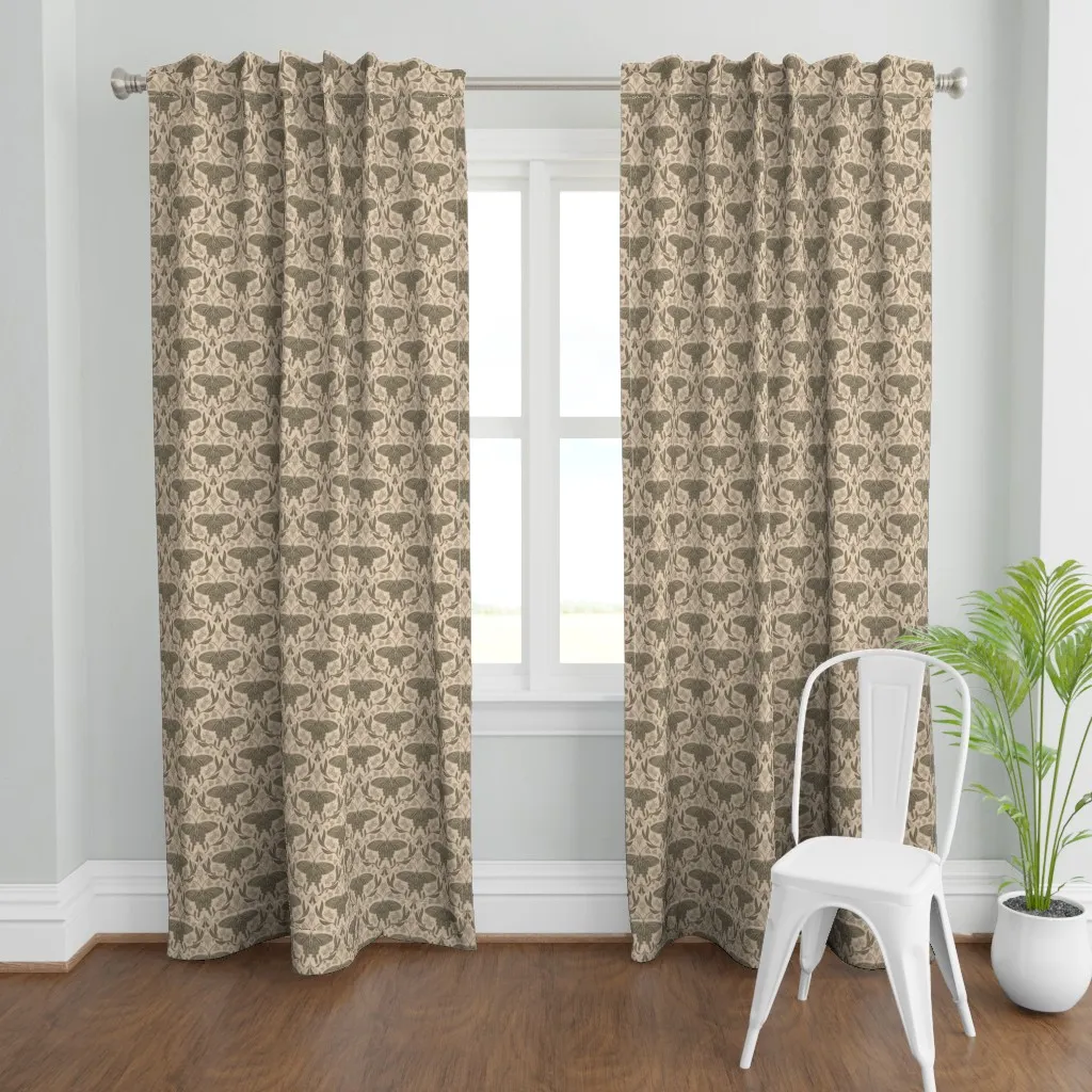 Botanical Moth M Curtain Panel - Dark Olive Green product