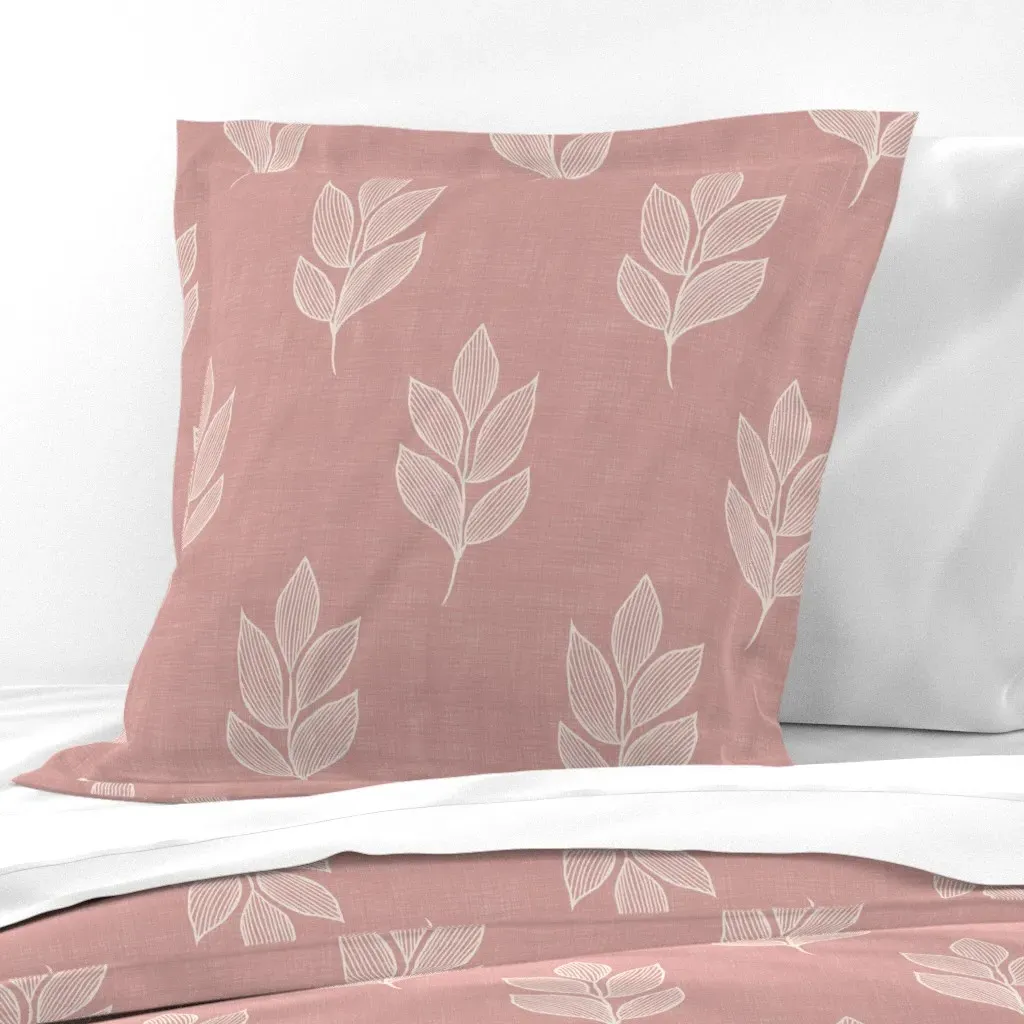 Botanical Mughal Leaf Linen Texture Euro Pillow Sham - Beige product