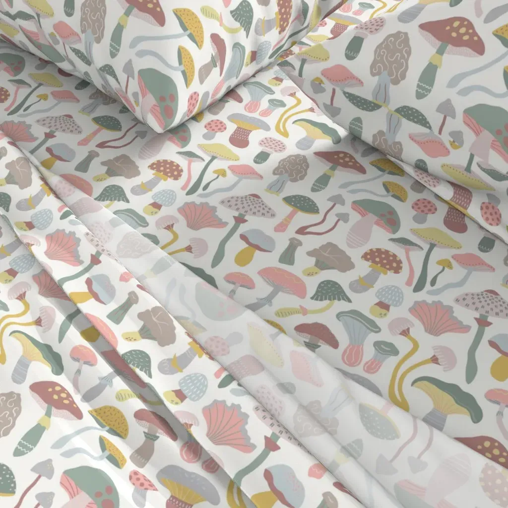 Botanical Mushroom Twin Sheet Set - Pale Pink alternate view