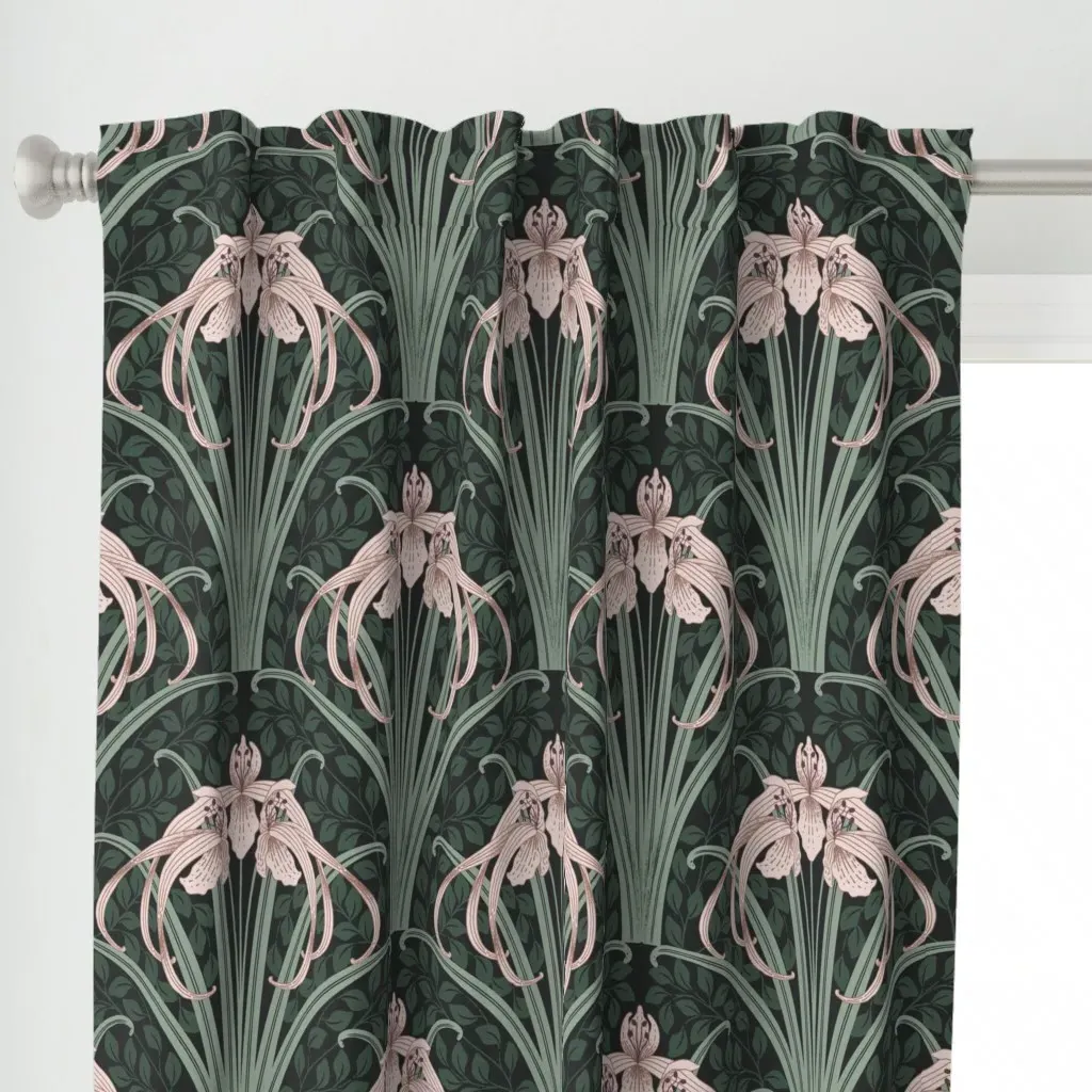 Botanical Retro Nouveau Curtain Panel - Pink alternate view