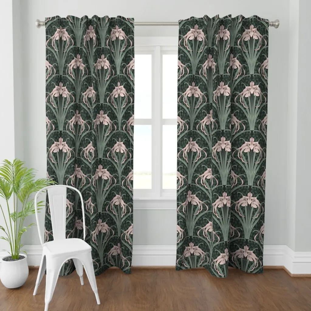 Botanical Retro Nouveau Curtain Panel - Pink product