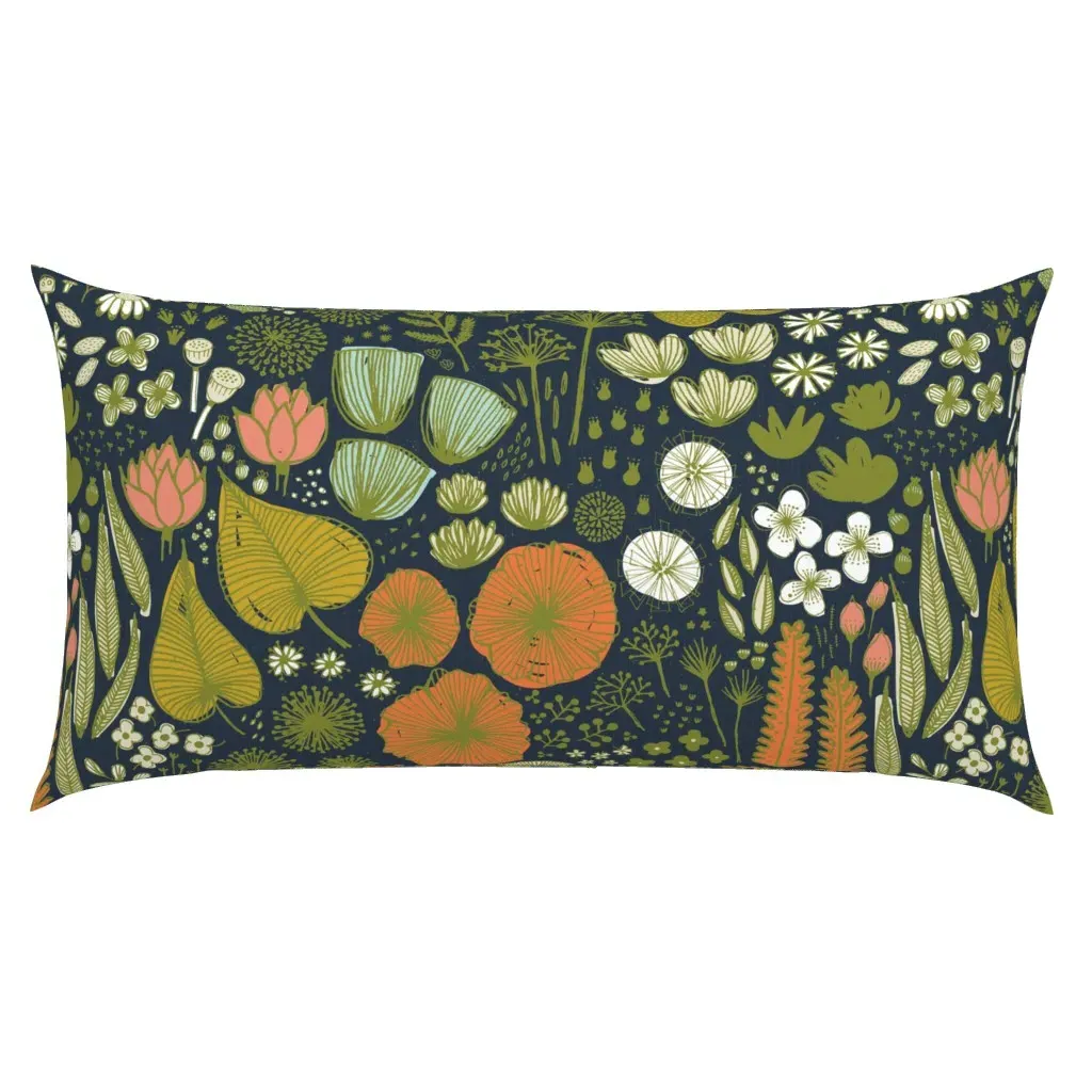 Botanical Sketchbook M+M Navy Black by Friztin King Pillow Sham - Dark Teal product