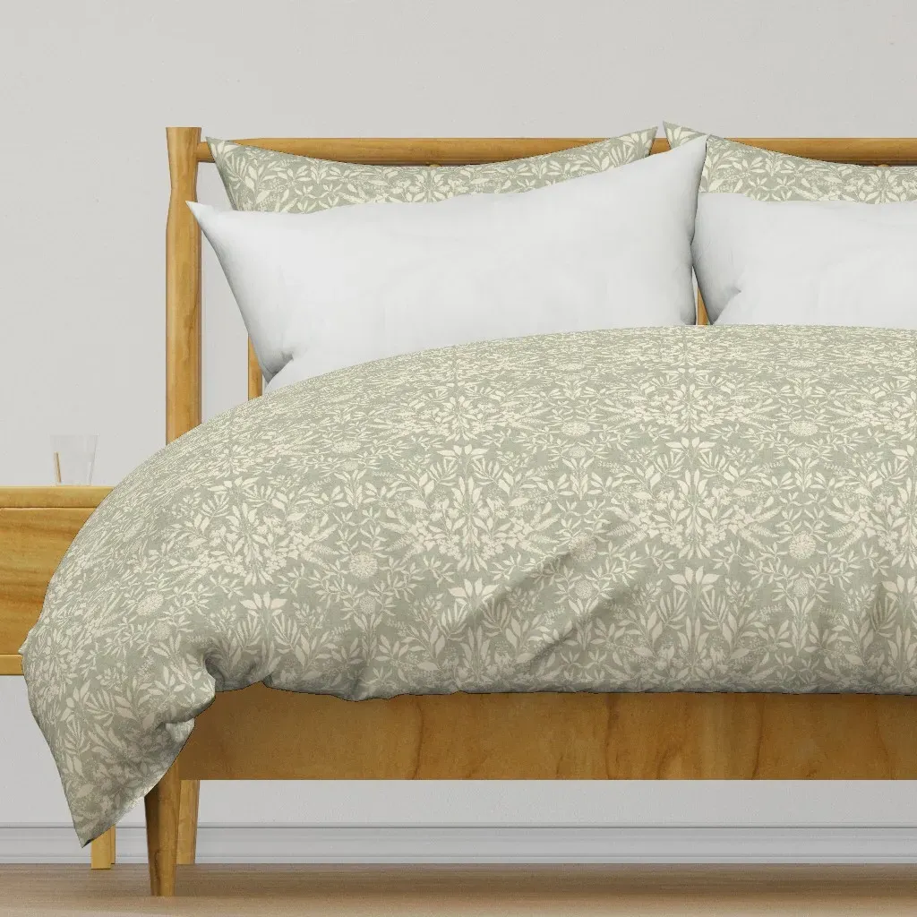 Botanical Sketched Forest Duvet Cover - Sage Green product