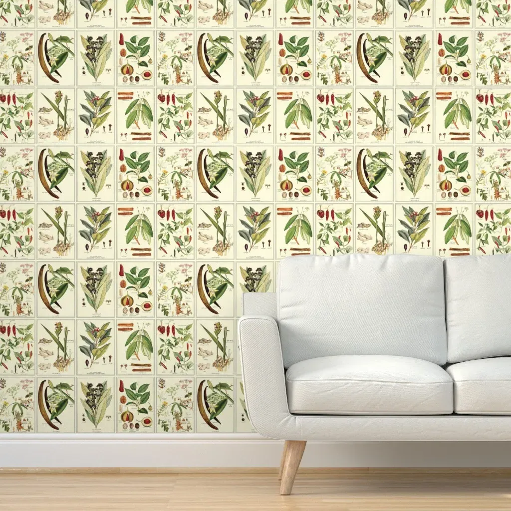 Botanical Spices Peel and Stick Wallpaper - Green product