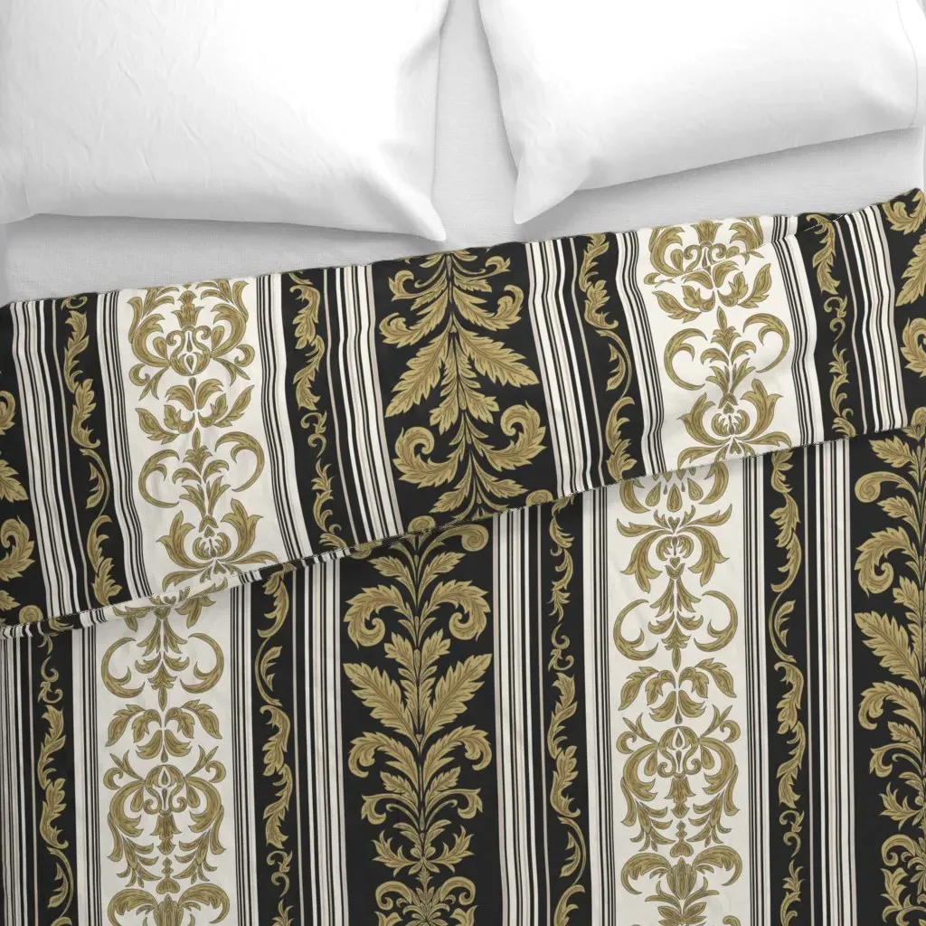 Botanical Stripes Duvet Cover - Gold alternate view