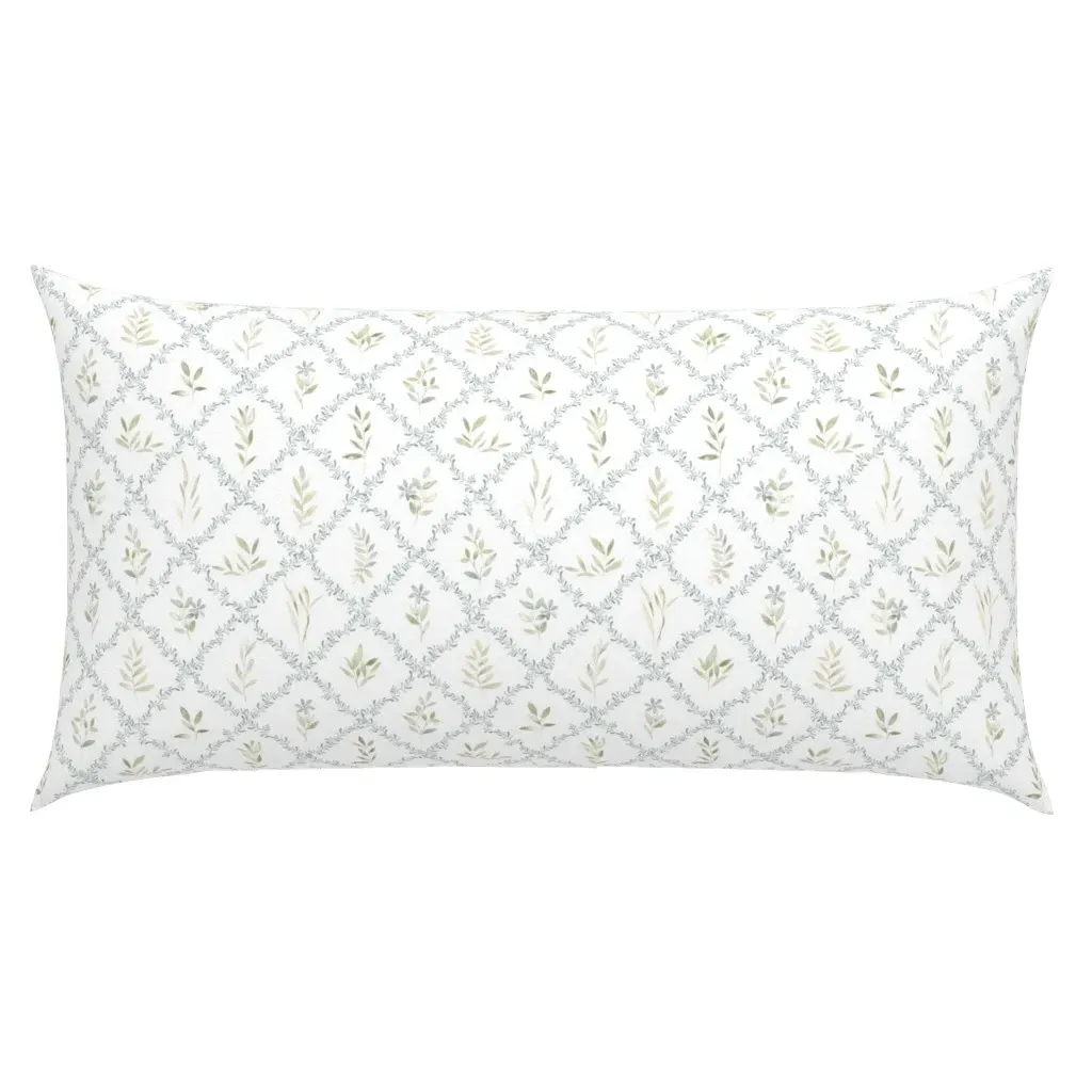 Botanical Tiles Watercolor King Pillow Sham - Green product