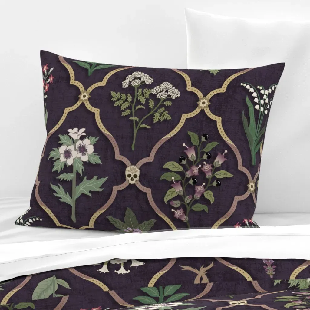 Botanical Trellis Standard Knife Edge Pillow - Dark Purple, Cotton Sateen product