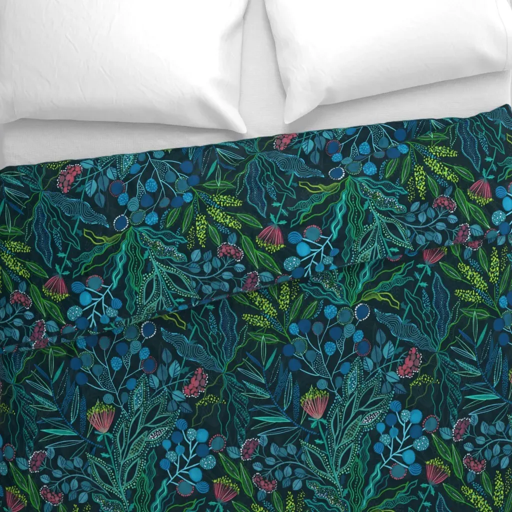 Botanical Vibes Australian Duvet Cover - Teal alternate view