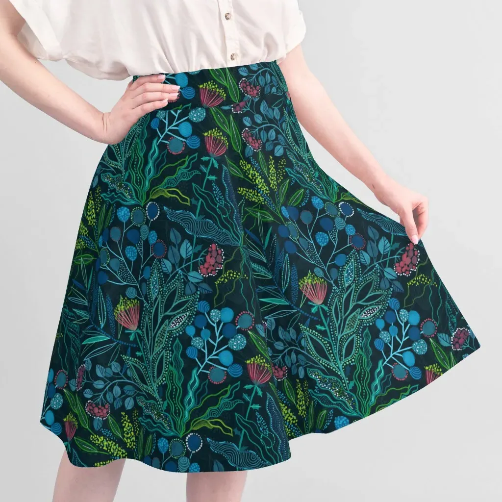 Botanical Vibes Australian Flora Pique Fabric - Blue, Green alternate view