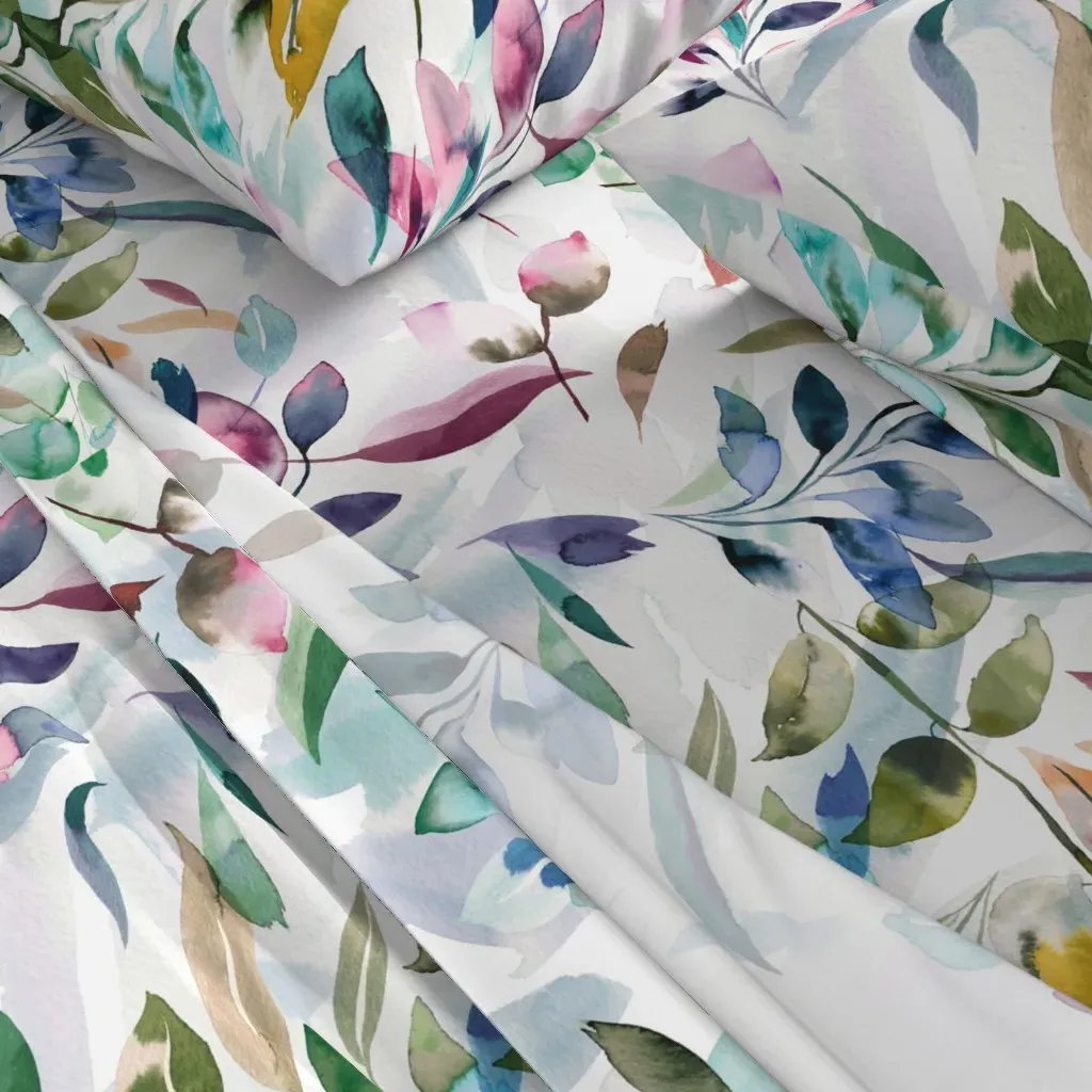 Botanical Watercolor Leaves Queen Sheet Set - Dusty Pink alternate view