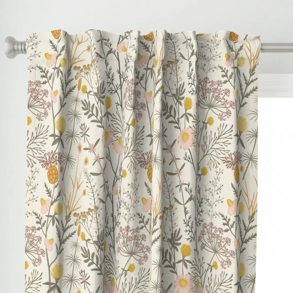 Botanical Weeds Curtain Panel - Pink alternate view