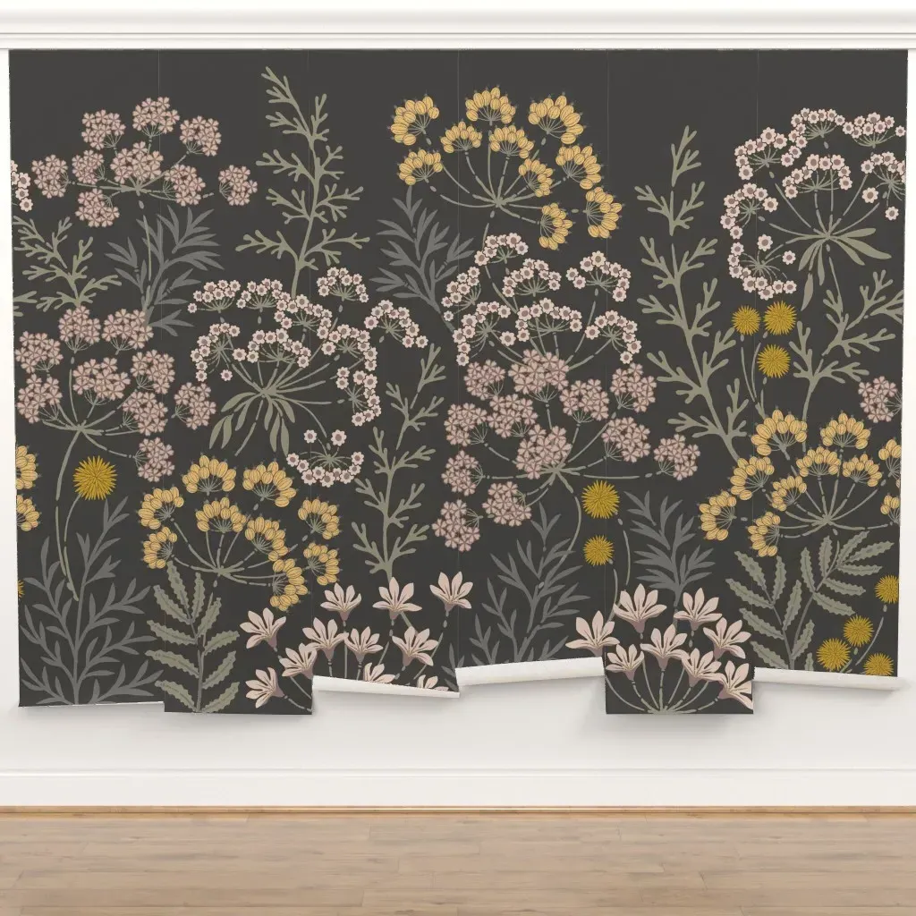 Botanical Weeds Dark Meadow Peel and Stick Wall Mural product