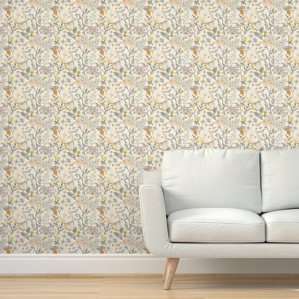Botanical Weeds Peel and Stick Wallpaper - Pink product