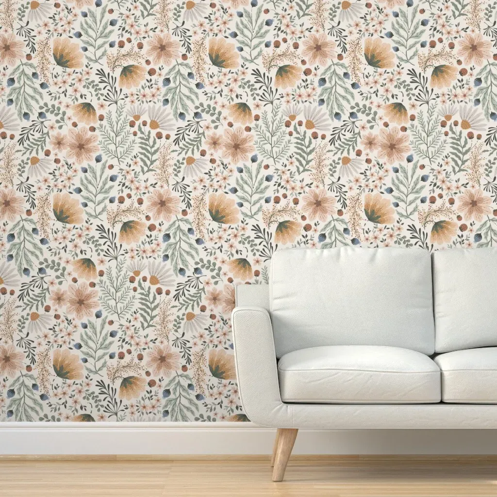 Botanical Wildflower Peel and Stick Wallpaper - Beige product