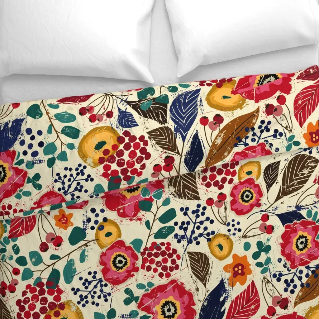 Botanical Wood Cut Jumbo Duvet Cover - Pink alternate view