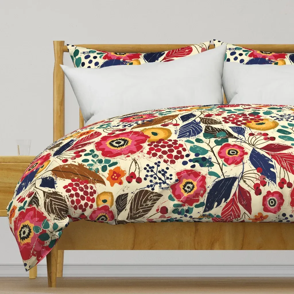 Botanical Wood Cut Jumbo Duvet Cover - Pink product