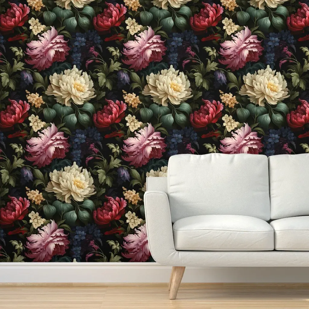 Bouquet Of Romantic Flowers Peel and Stick Wallpaper - Cream product