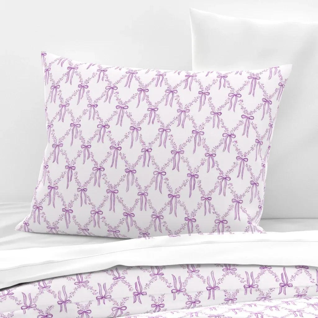 Bowlette Bow Garland Standard Knife Edge Pillow - Lavender, Cotton Sateen product