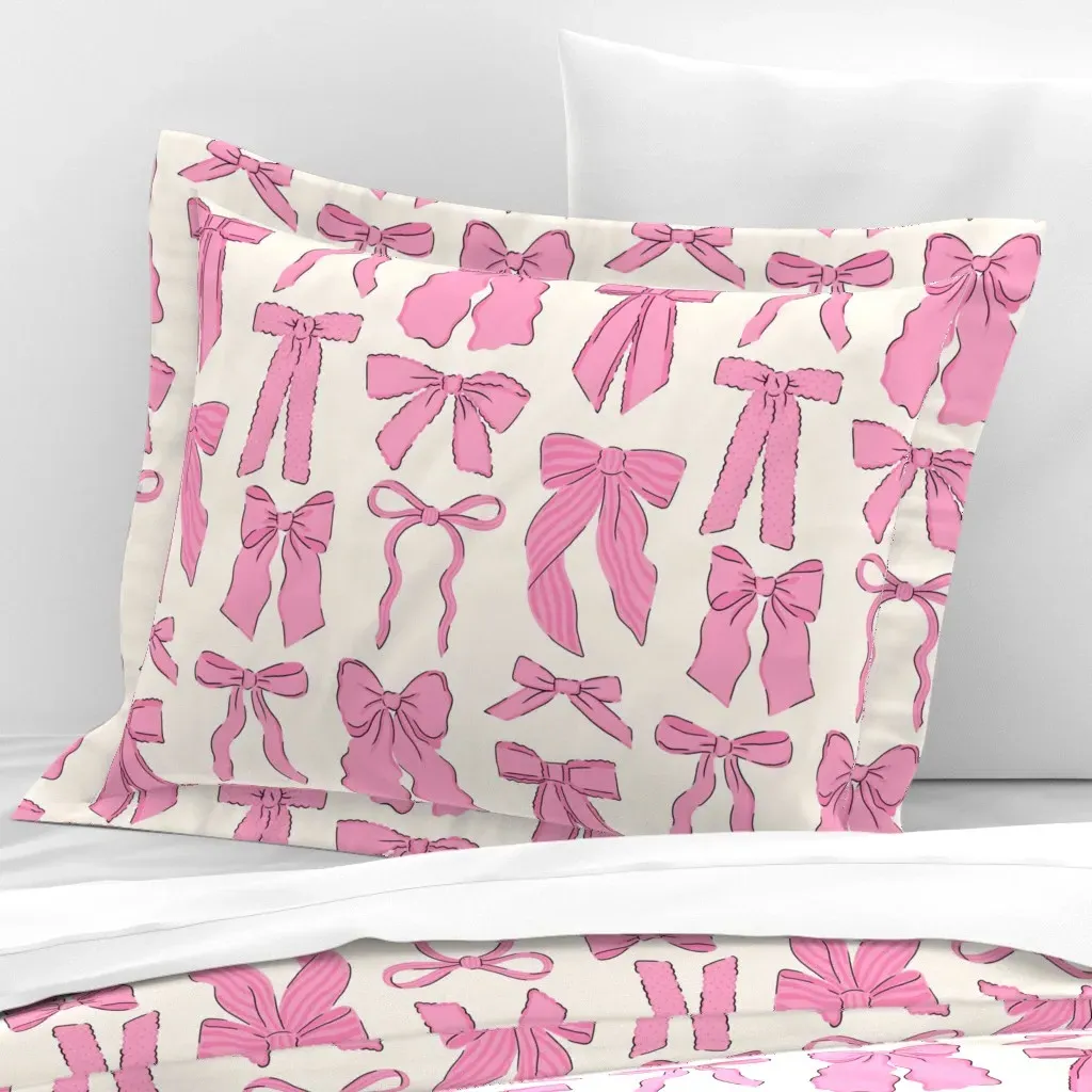 Bows Vintage Carnation Standard Flanged Pillowcase - Pink, Cotton Sateen product