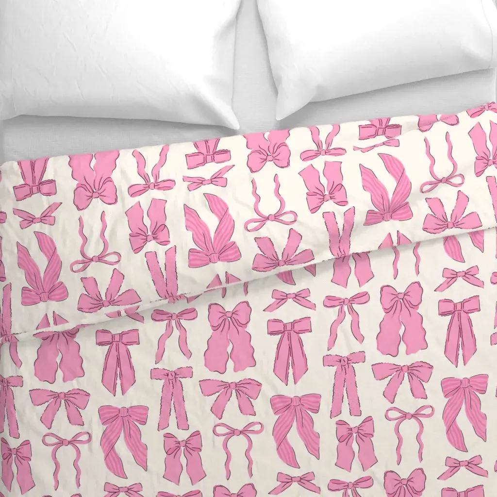 Bows Vintage Duvet Cover - Carnation Pink alternate view