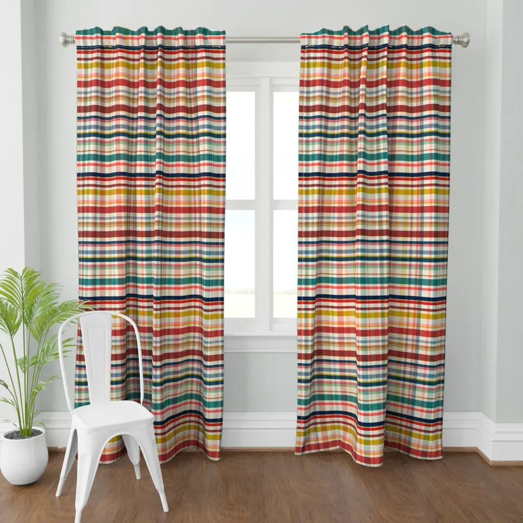 Boy Scout Plaid Curtain Panel - Off-White product
