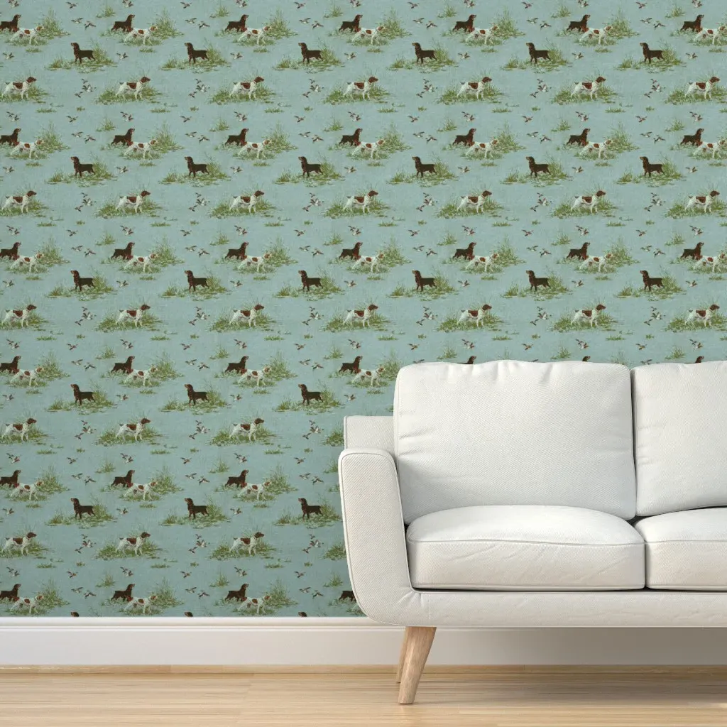 Boykins And Pointers On Hunt Peel and Stick Wallpaper - Blue product