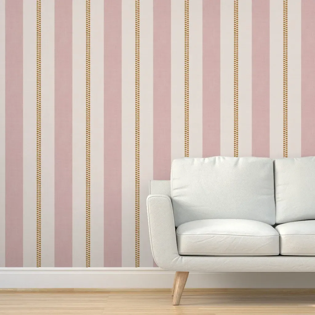 Braided Knot Farmhouse Brush Stroke Stripe Peel and Stick Wallpaper - Pink product
