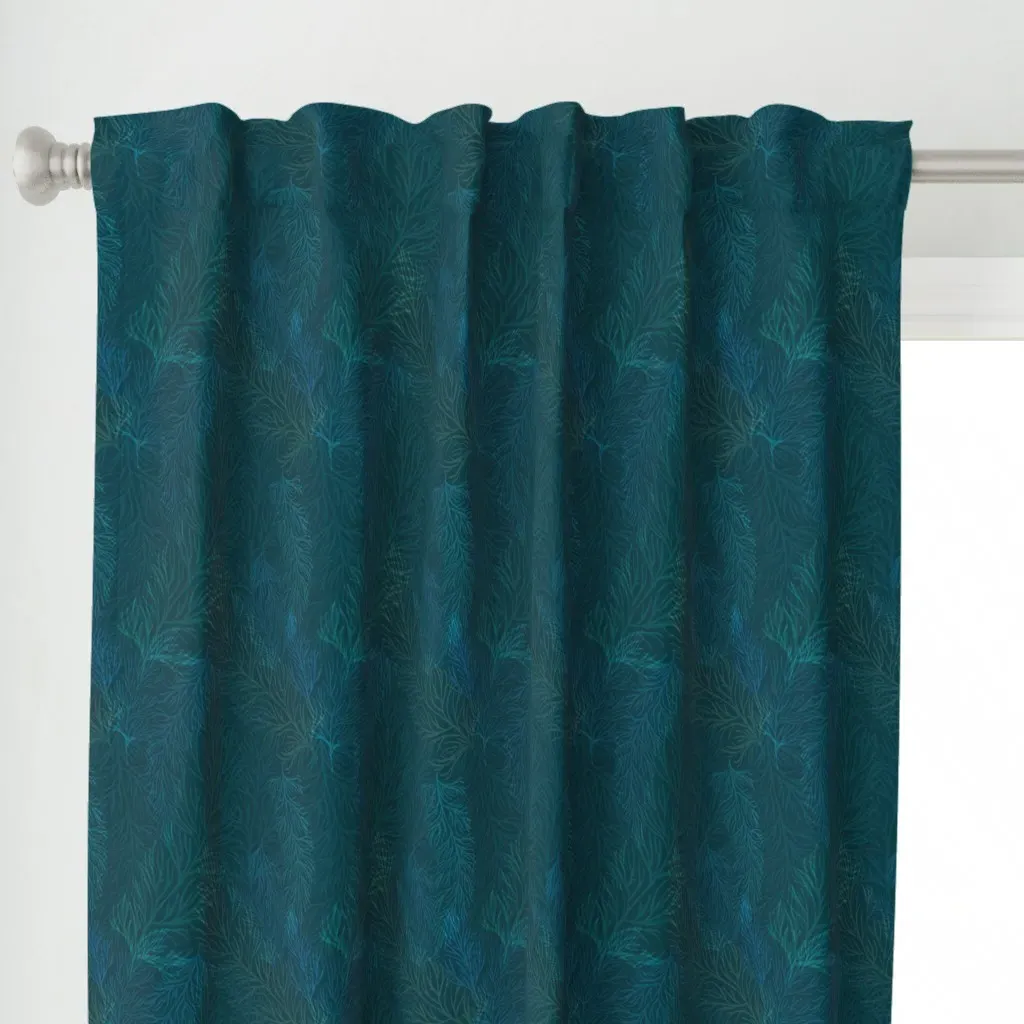 Branches Curtain Panel - Teal alternate view