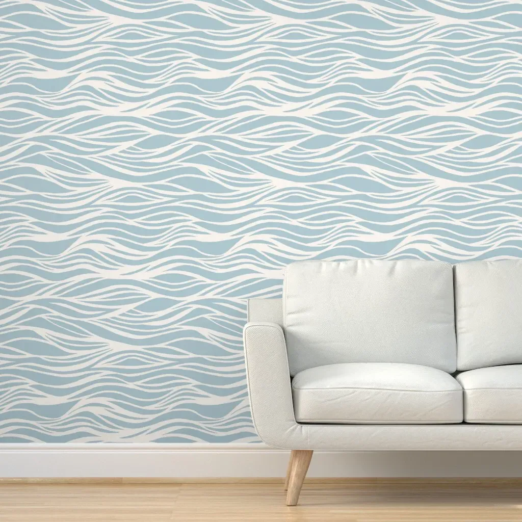 Breezy Undulatus Asperatus Clouds Peel and Stick Wallpaper - Light Blue product