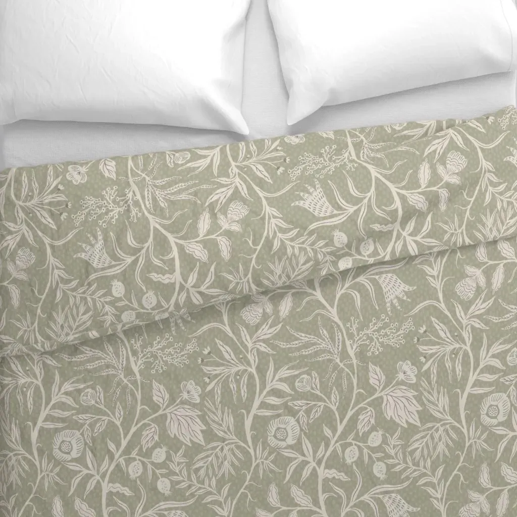 Brenna 2.0 Pea Duvet Cover - Sage Green alternate view