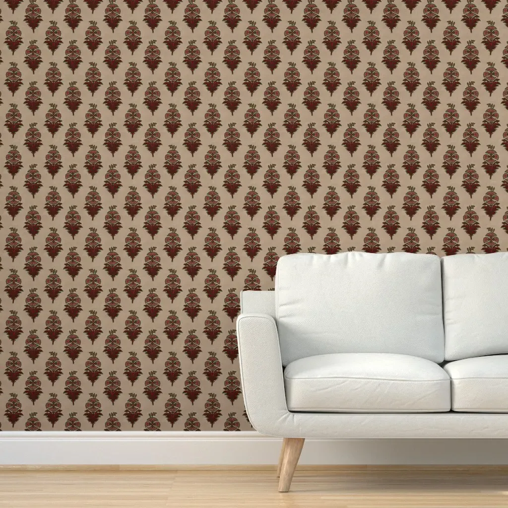 Bret Block Print Peel and Stick Wallpaper - Crimson product