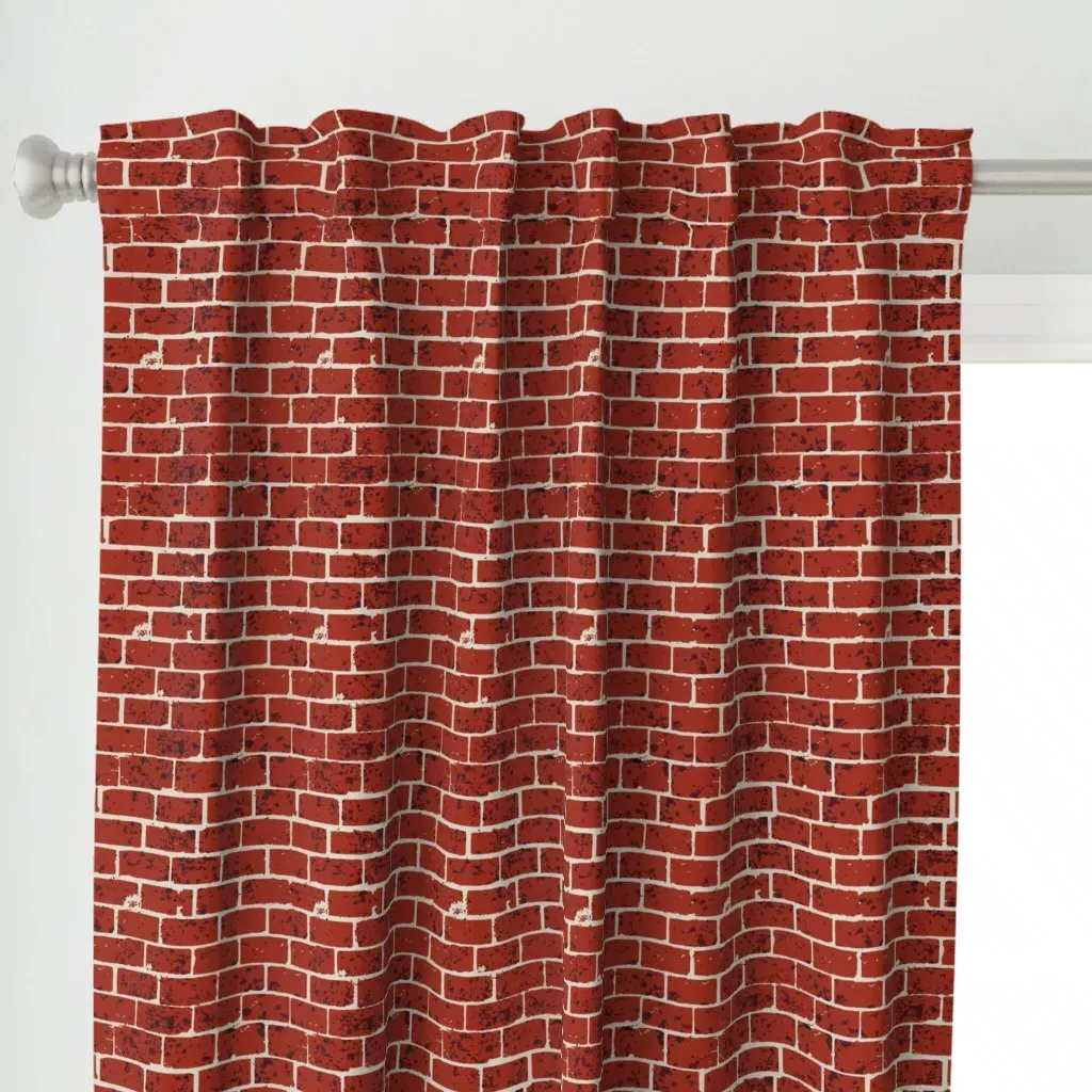 Brick House Curtain Panel - Red alternate view