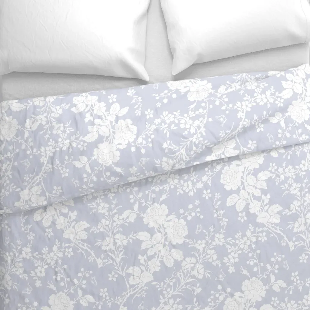 Bridal Suite Pale Steel Blue Duvet Cover - White alternate view