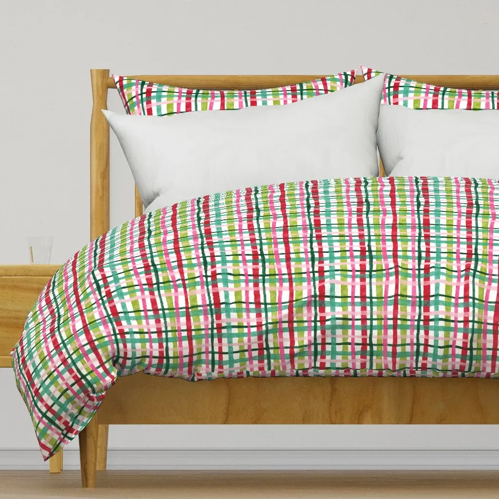Bright Christmas Watercolor Duvet Cover - Red product