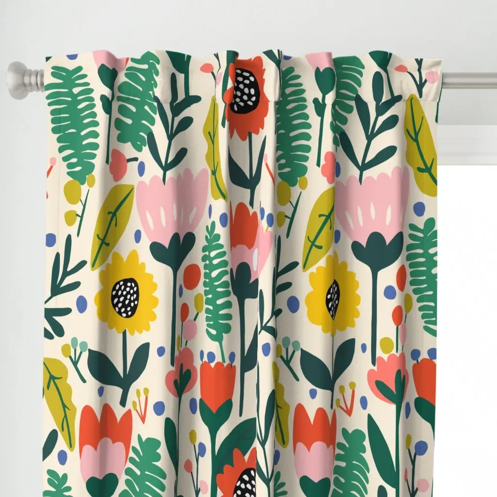 Bright Floral Curtain Panel - Pink alternate view