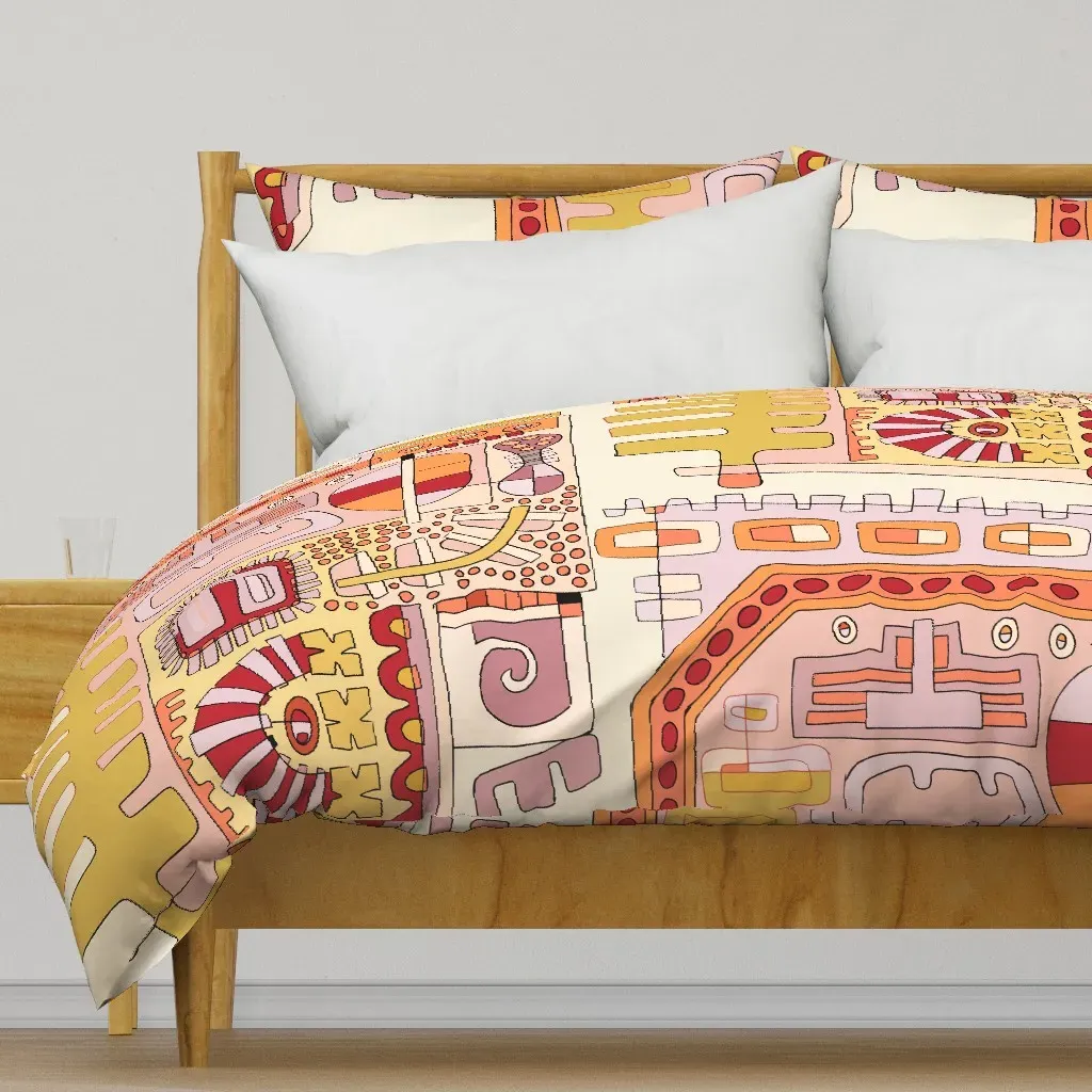 Bright Multi-Color Tribal Duvet Cover - Peach product